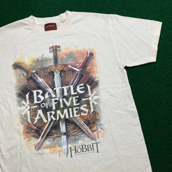 The Hobbit Other - Vintage The Hobbit Shirt Mens M White 2014 Battle Of Five Armies Movie Promo Tee